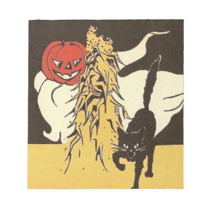 Jack O' Lantern Ghost Black Cat Cornstalk Notepad