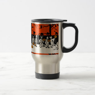 Jack O' Lantern Ghosts Vintage Pattern Travel Mug