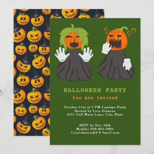 Jack o' Lantern Ghouls Pumpkins Halloween Party Invitation