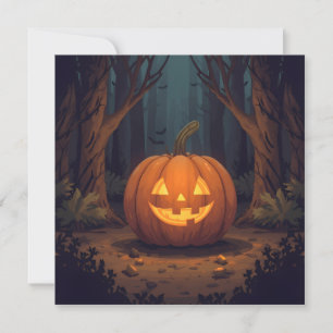 Jack O' Lantern Glowing In The Forest Invitation