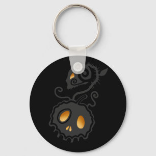 Jack O Lantern Glowing Skull Vine Key Ring