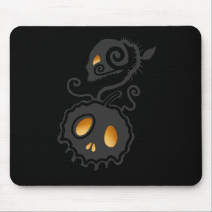 Jack O Lantern Glowing Skull Vine Mouse Mat