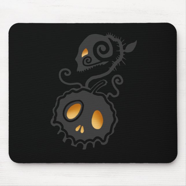 Jack O Lantern Glowing Skull Vine Mouse Mat (Front)