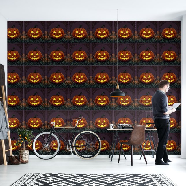 Jack O Lantern Gothic Style Wallpaper (Living Room)
