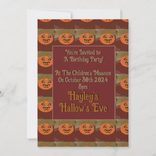 Jack O Lantern Halloween Birthday Invitation
