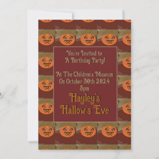 Jack O Lantern Halloween Birthday Invitation