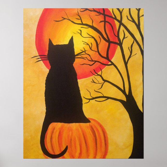 Jack O Lantern Halloween Black Cat Pumpkin Poster (Front)
