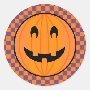 Jack o Lantern, Halloween Chequered Design Sticker