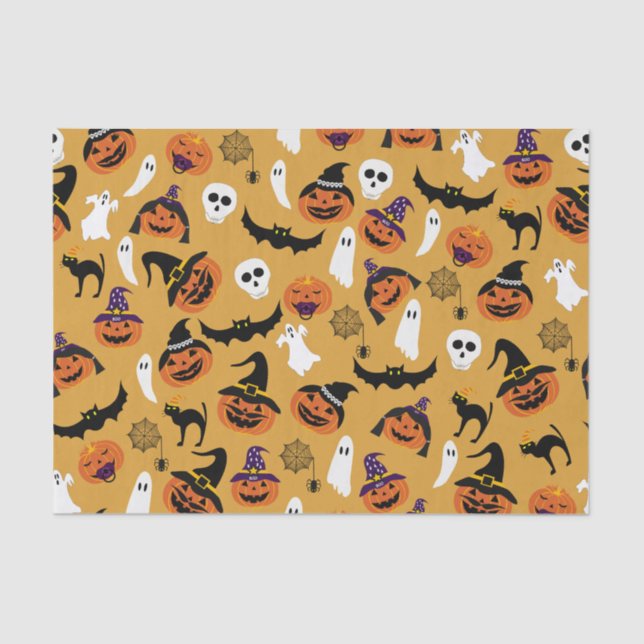Jack o Lantern Halloween Family pattern Tissue Paper (Front)