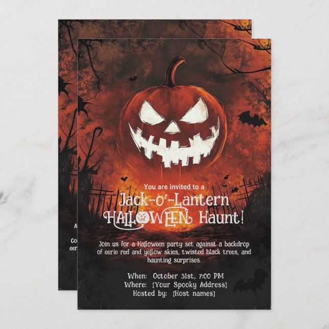 Jack-o'-Lantern  HALLOWEEN Haunt! Invitation (Front/Back)