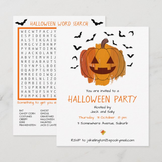 Jack O Lantern Halloween Invitation (Front/Back)