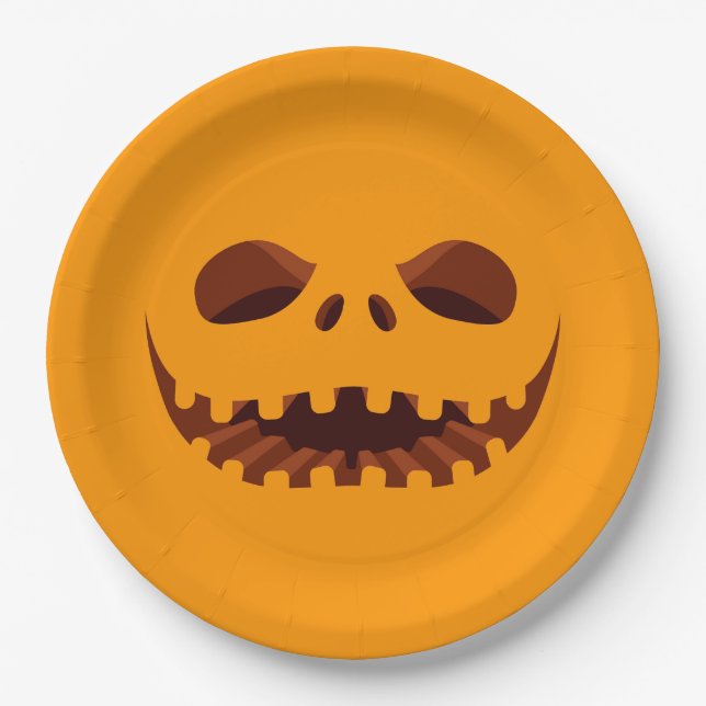 Jack o' Lantern Halloween Party Paper Plate (Front)