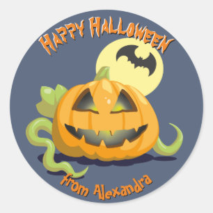 Jack O' Lantern Halloween Pumpkin Classic Round Sticker