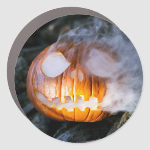 Jack-o-Lantern Halloween Pumpkin Head on Fire  Car Magnet