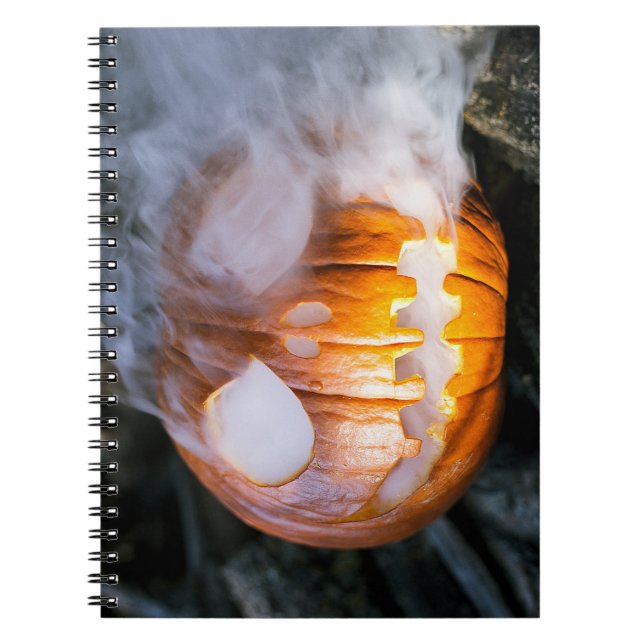 Jack-o-Lantern Halloween Pumpkin Head on Fire  Notebook (Front)