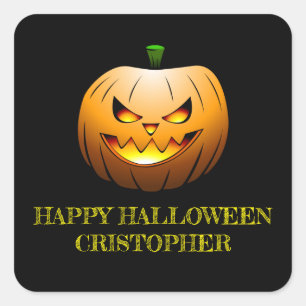 Jack-o-Lantern Halloween Pumpkin Square Sticker