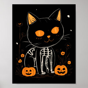 Jack O Lantern Halloween Spooky Kawaii Skeleton Ca Poster
