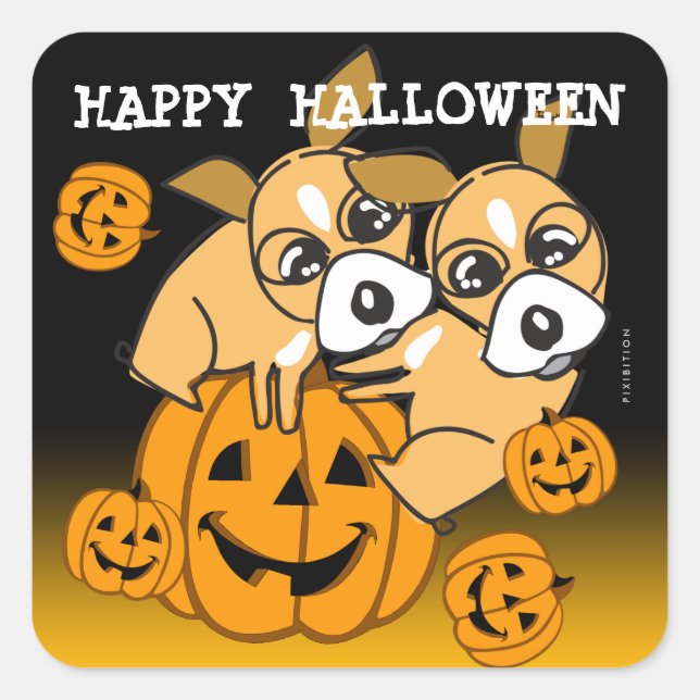 Jack O Lantern Halloween Sticker Chihuahau 1 (Front)