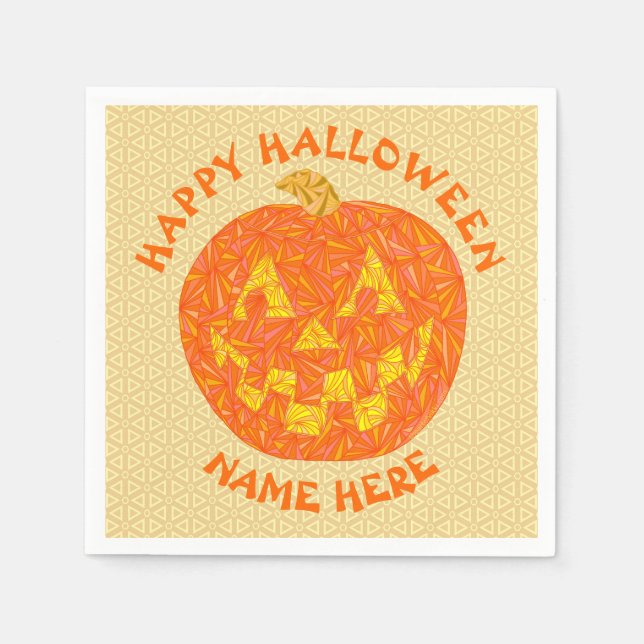 Jack O Lantern Halloween Trick Or Treat Party Napkin (Front)