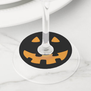 Jack o' lantern halloween wine glass tag