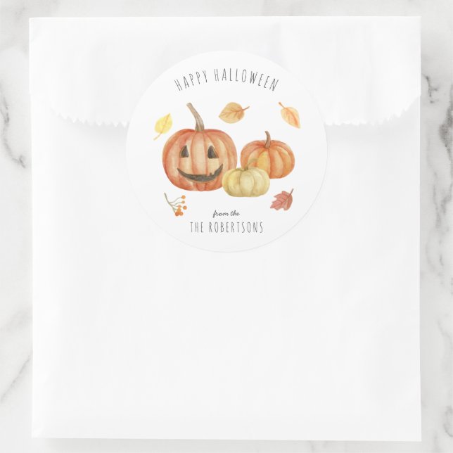 Jack-o'-lantern | Happy Halloween Treat Classic Round Sticker (Bag)