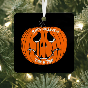Jack O' Lantern Happy Halloween Trick or Treat Metal Tree Decoration