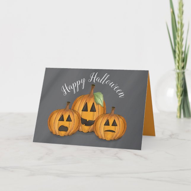 Jack O Lantern in Pumpkin Patch  Card (Front)