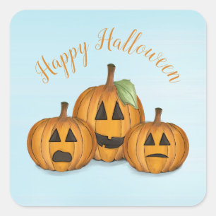 Jack O Lantern in Pumpkin Patch Square Sticker