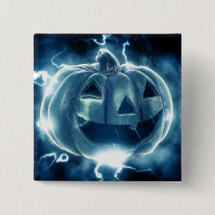 jack-o-lantern in the rain 15 cm square badge