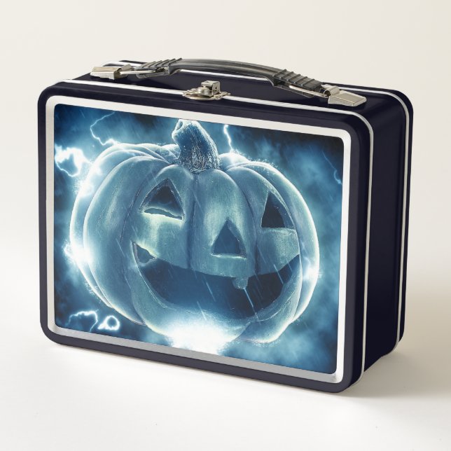  jack-o-lantern in the rain metal lunch box (Front)