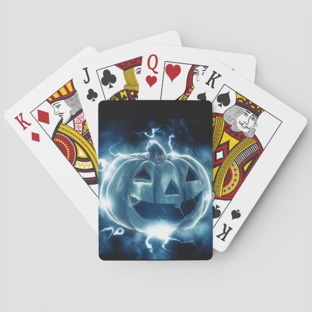  jack-o-lantern in the rain playing cards (Back)