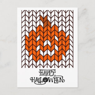 JACK-O-LANTERN KNIT Halloween Postcard