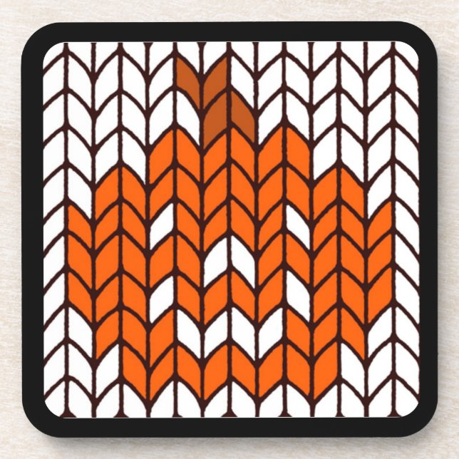 JACK-O-LANTERN KNIT Hard Plastic Coasters (Front)