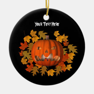 Jack O Lantern Leaves Halloween Ornament