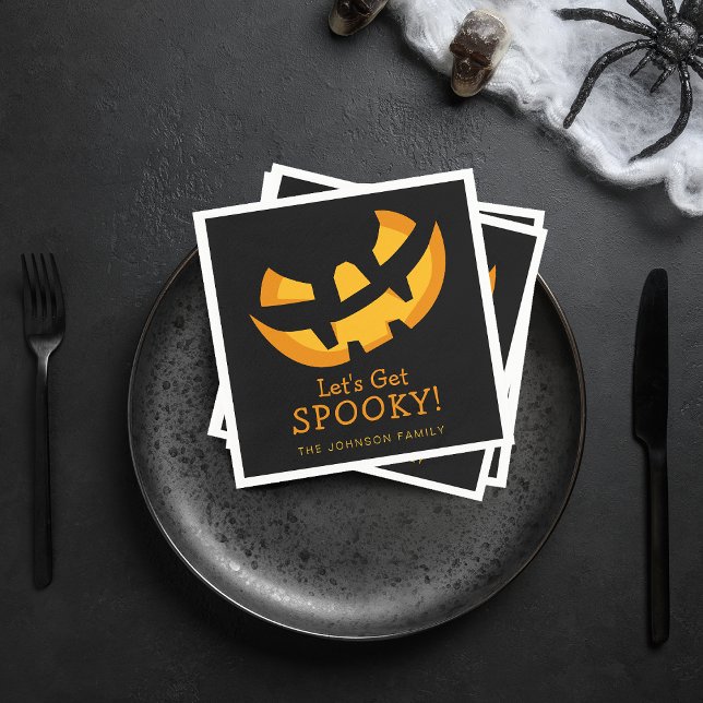 Jack-O-Lantern Let's Get Spooky Paper Napkin (Jack-O-Lantern Let's Get Spooky Paper Napkins)