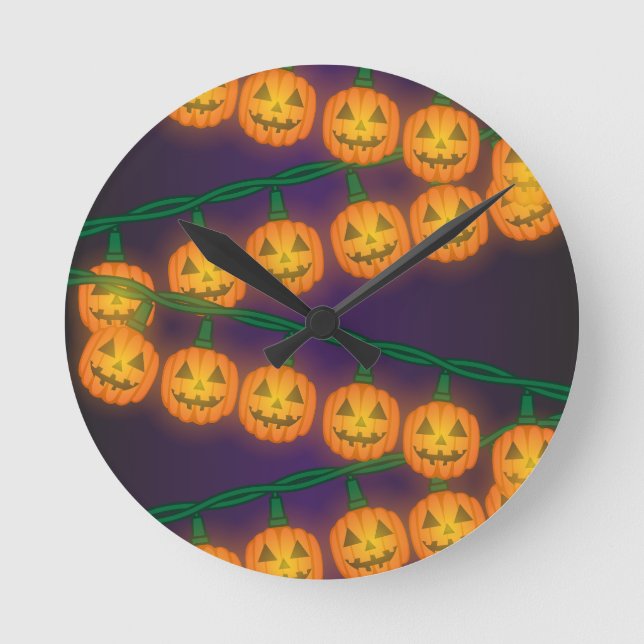 Jack O Lantern Lights Round Clock (Front)