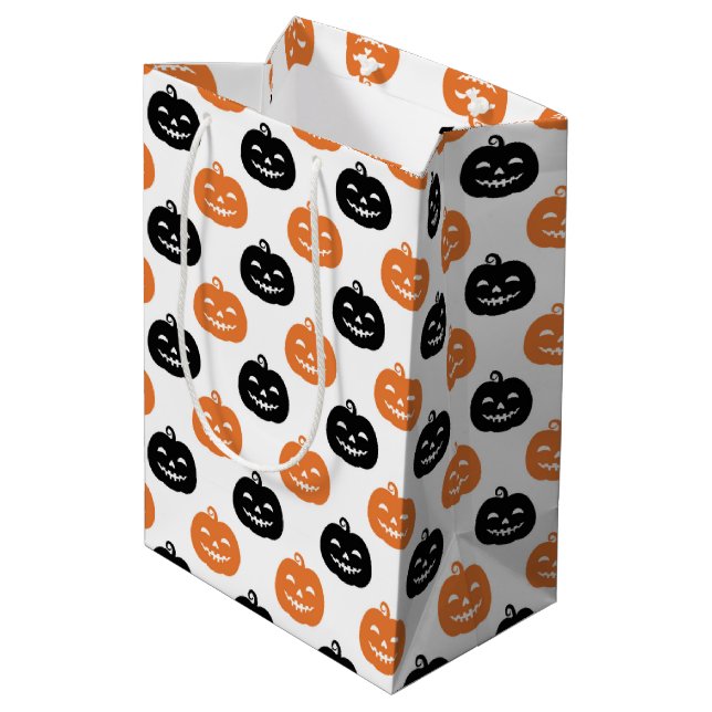 Jack-O-Lantern Medium Gift Bag (Back Angled)