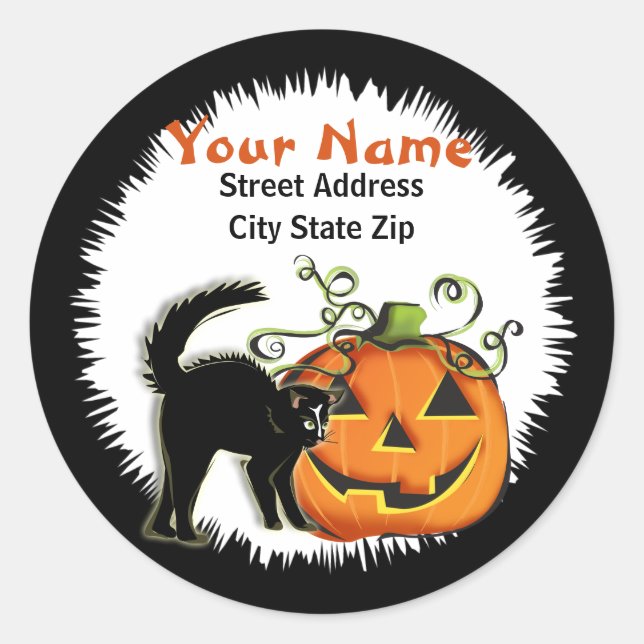 Jack-O-Lantern N Cat Address Label (Front)