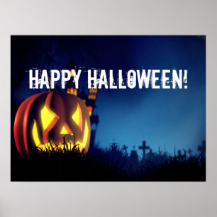 Jack-O-Lantern on Halloween Night Poster