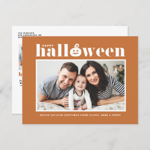 Jack-o'-lantern Orange Photo Happy Halloween Holiday Postcard
