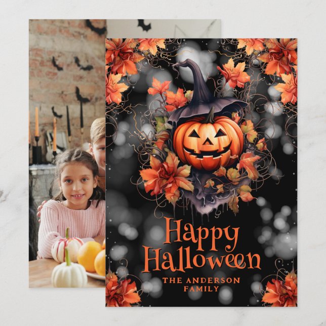 Jack O’Lantern Photo Halloween Card (Front/Back)