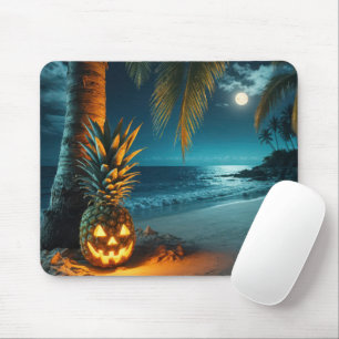 Jack-o-lantern Pineapple On A Beach Mouse Mat