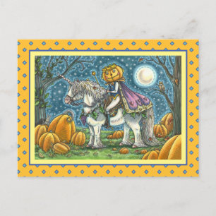 JACK O LANTERN PRINCE ON HIS MAGIC UNICORN HOLIDAY POSTCARD