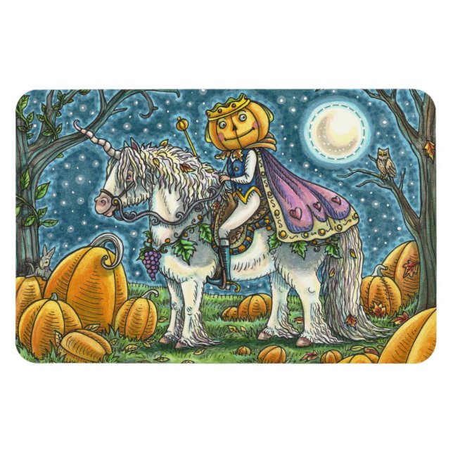 JACK O LANTERN PRINCE ON HIS MAGIC UNICORN MAGNET (Horizontal)