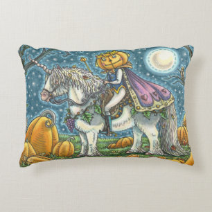 JACK O LANTERN PRINCE ON HIS MAGIC UNICORN PONY DECORATIVE CUSHION
