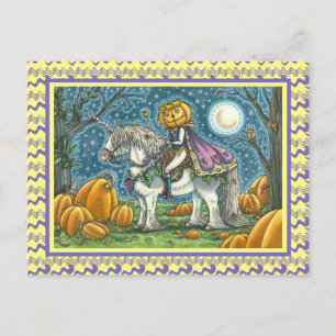 JACK O LANTERN PRINCE ON HIS MAGIC UNICORN PONY POSTCARD