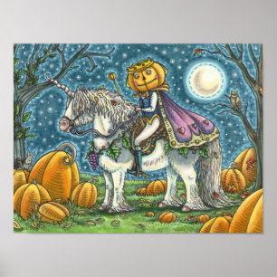 JACK O LANTERN PRINCE ON HIS MAGIC UNICORN PONY POSTER
