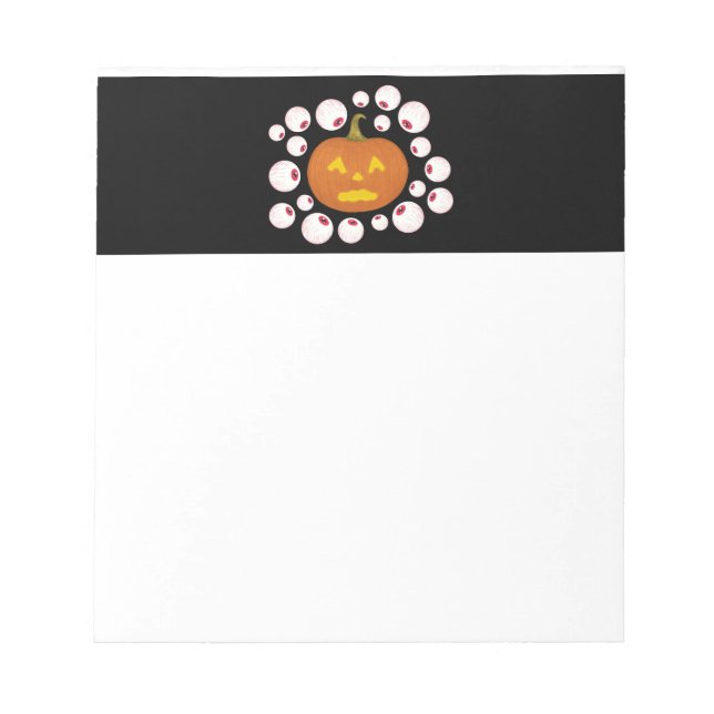 Jack-o-Lantern Pumpkin and Eyeballs in the Dark  Notepad (Front)