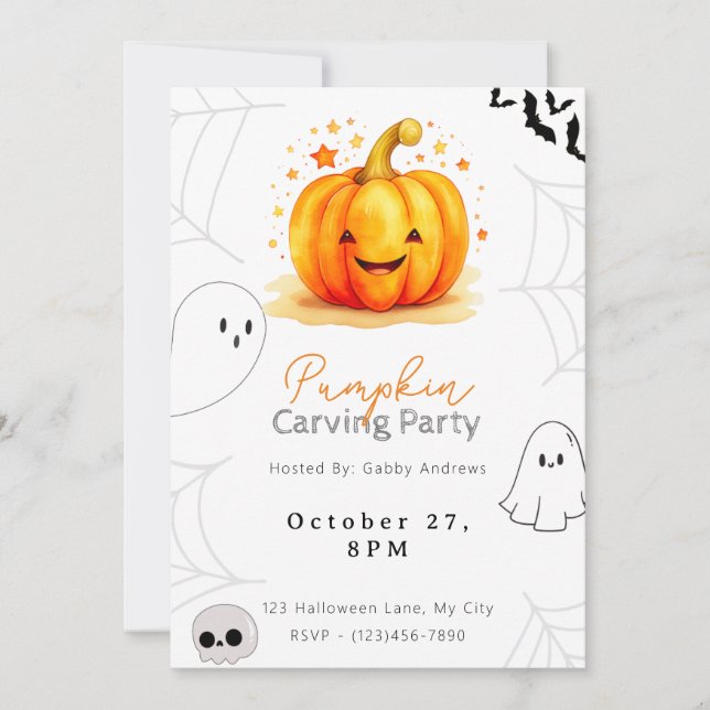 Jack-O' Lantern Pumpkin Carving Party Invitation (Front)