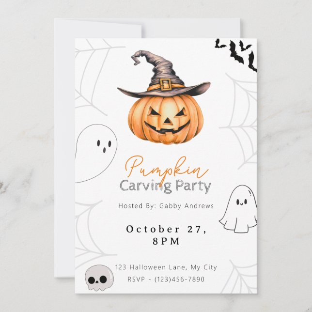 Jack-O' Lantern Pumpkin Carving Party Invitation (Front)